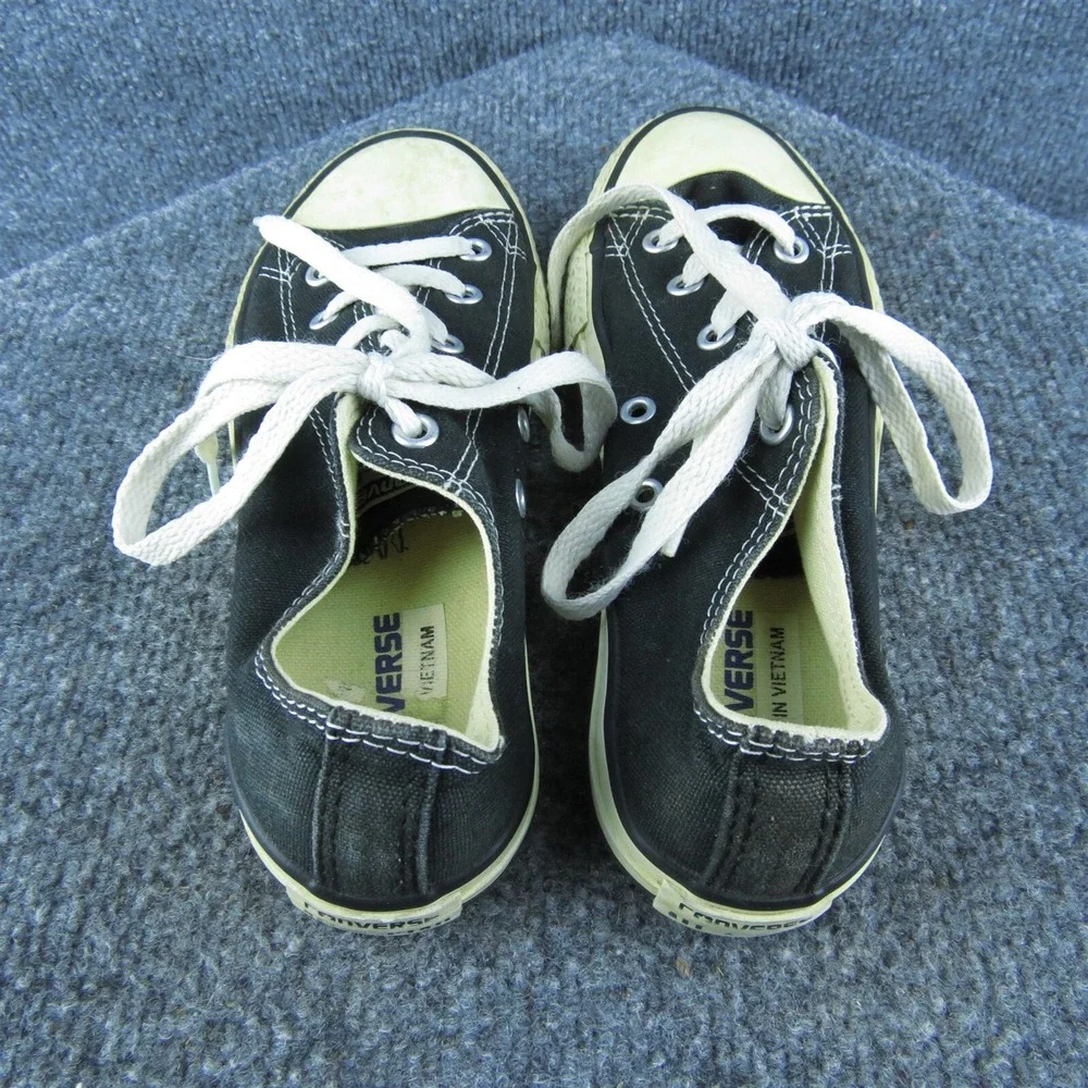 Converse Boys Sneaker Shoes‎ Sz Y 2 Medium Athletic Black Fabric Lace Up
